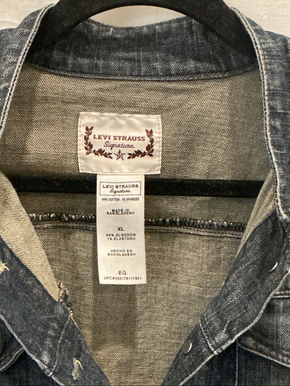 Signature by Levi Strauss Mandarin Stand Up Collar Denim Jacket Size XL - Picture 3 of 7